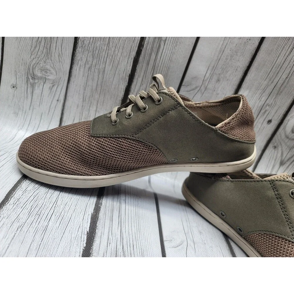 OluKai NOHEA MOKU Men's 9.5 Mesh Comfort Sneakers Boat Shoes Brown Mustang Husk